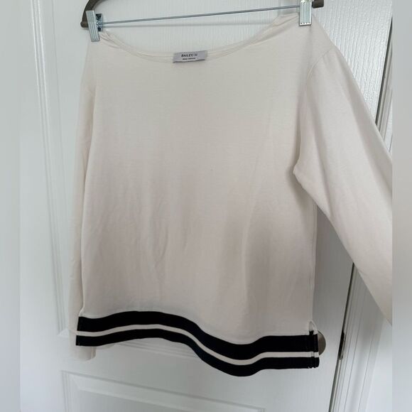 Bailey 44 Cream Top with Black Stripes - Picture 1 of 4